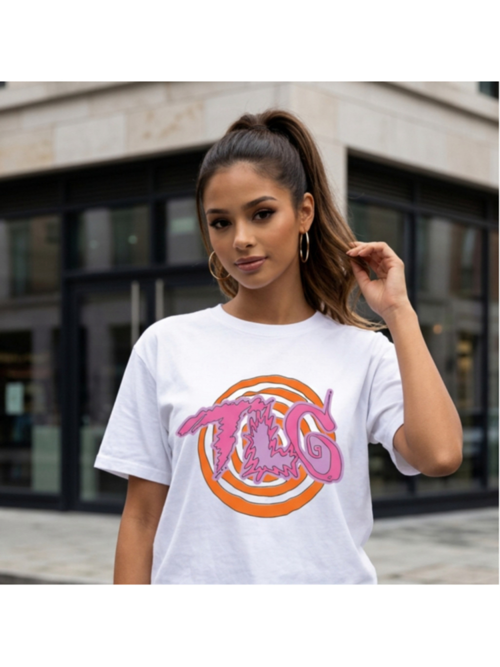Brand New Oversized TLC White Short Sleeve Crop Graphic 90s Tee Large Streetwear